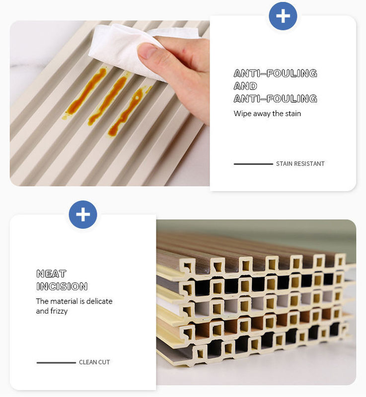 Διακόσμηση εσωτερικών χώρων Χρώμα ξύλου Ενεργειακή απόδοση Αντιβροχιολογική Αντικαταστροφή WPC Τείχος Πίνακας 3D Εφέ