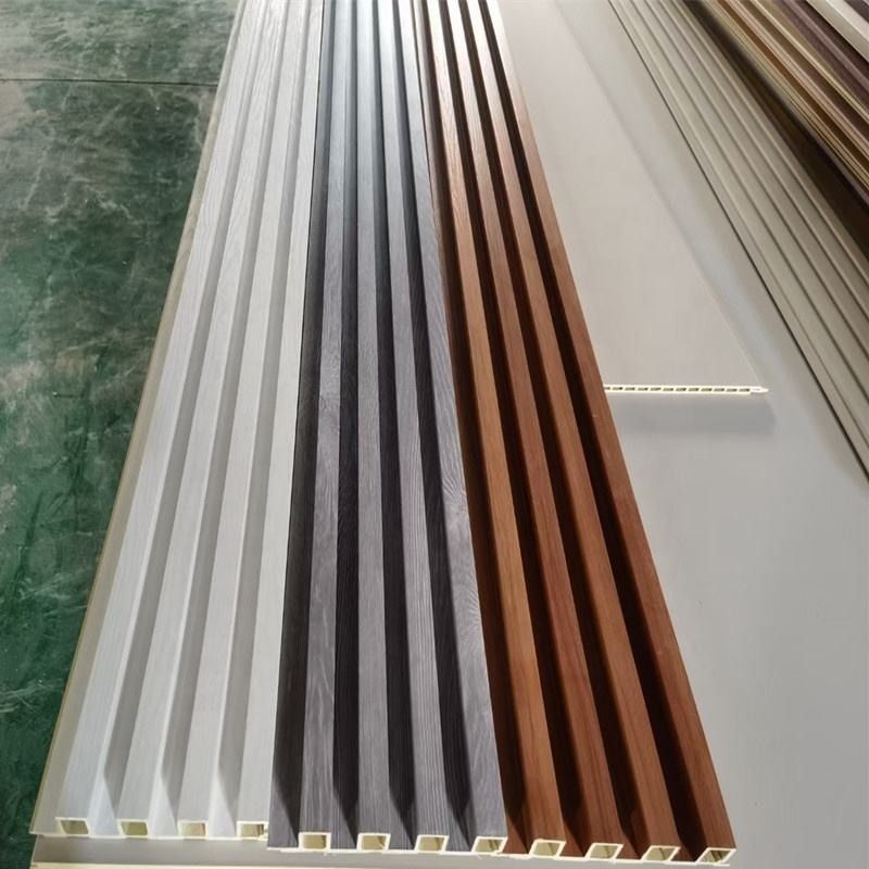 Αδιάβροχο πίνακα τοίχου wpc pvc ταινία ξύλο πλαστικό wpc οροφή οροφής λωρίδας φτερωτό εσωτερικό τοίχο