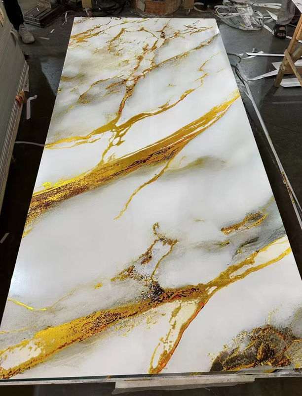 Εσωτερικό Μπαμπού Φύρα άνθρακα ξύλου Φανέρα μετάλλου υφή Σκληρό καθρέφτη Πίνακες τοίχων PVC