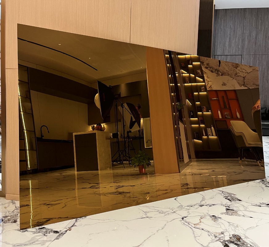 Εσωτερικό Μπαμπού Φύρα άνθρακα ξύλου Φανέρα μετάλλου υφή Σκληρό καθρέφτη Πίνακες τοίχων PVC