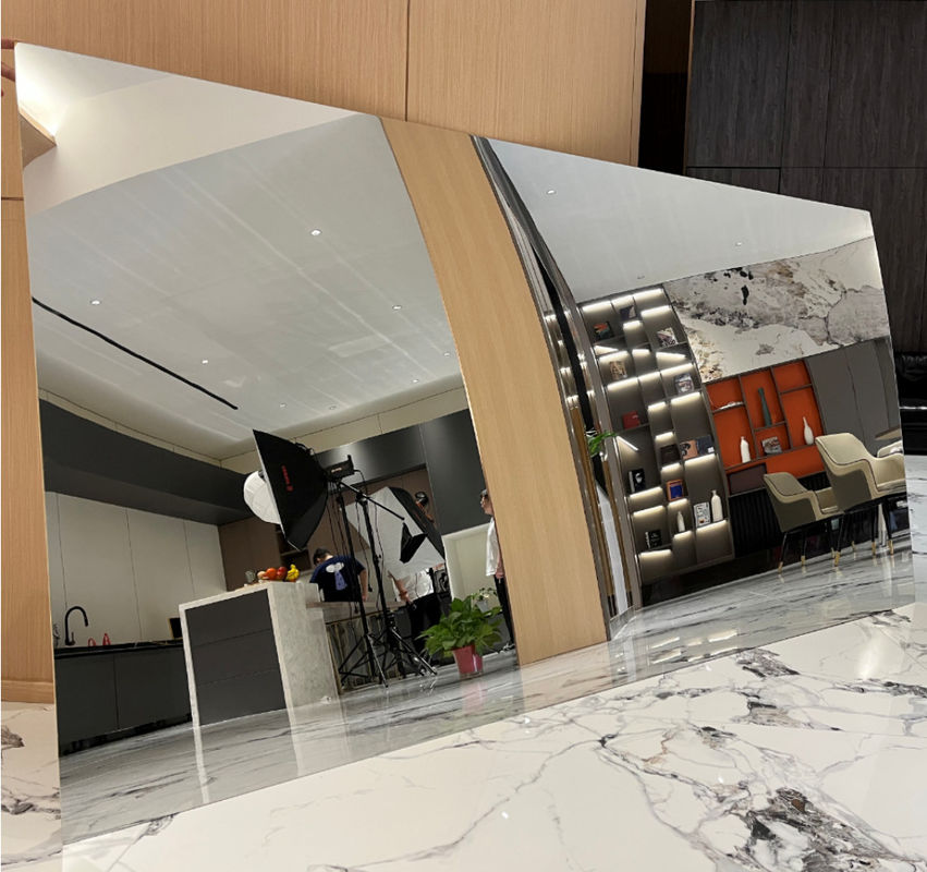 Εσωτερικό Μπαμπού Φύρα άνθρακα ξύλου Φανέρα μετάλλου υφή Σκληρό καθρέφτη Πίνακες τοίχων PVC