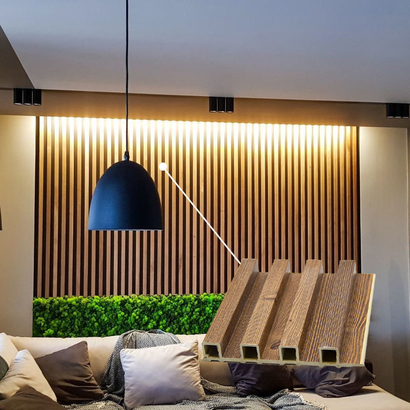 Οικολογικά φιλικό φλεβωτό πίνακα τοίχου Wpc εσωτερική χρήση Wpc τοίχος επένδυση εσωτερική διακόσμηση εναλλακτικό ξύλο