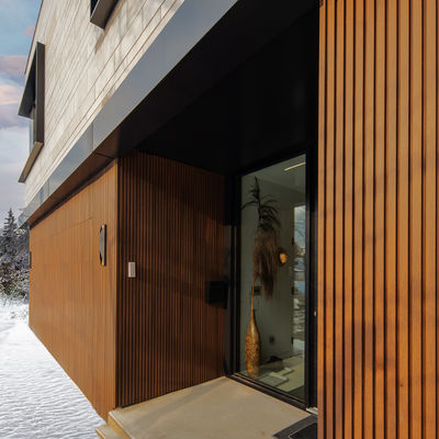 Σύγχρονη επιτροπή τοίχων καγκέλων εσωτερική WPC 195mmx28mm αντίσταση αποσυνθέσεων