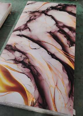 UV Μάρμαρο Φύλλο Σύγχρονο PVC Πάνελ Τοίχου Υψηλής Γυαλάδας Διακοσμητική Πλάκα Πλαστικό για Φόντο Τηλεόρασης Εσωτερικού Χώρου Σπιτιού 1220x2440mm*3mm